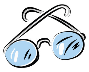 Sticker - Blue glasses, illustration, vector on white background.