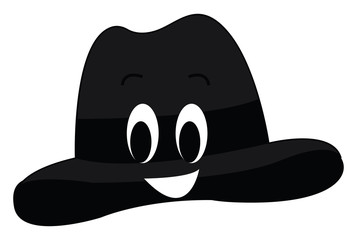 Sticker - Black hat, illustration, vector on white background.