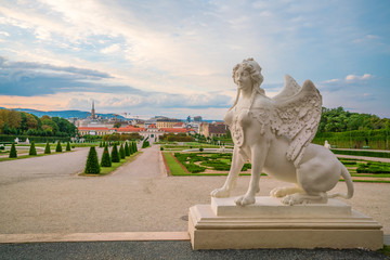 Wall Mural - Vienna Belvedere Palace and the gardens at sunset