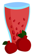 Poster - Pomegranate juice, illustration, vector on white background.