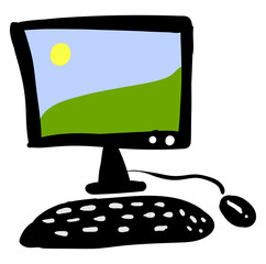 Sticker - Black computer, illustration, vector on white background.