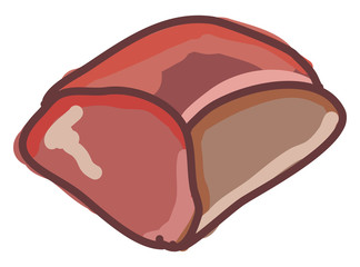 Wall Mural - Round meat, illustration, vector on white background.