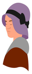 Sticker - Woman with hat, illustration, vector on white background.