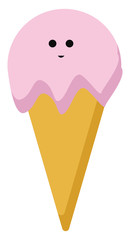 Sticker - Pink ice cream, illustration, vector on white background.