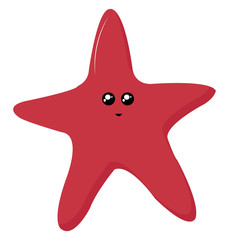 Wall Mural - Cute red star, illustration, vector on white background.