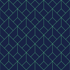 Wall Mural - seamless neon blue vintage geometric basic diamonds outline pattern vector