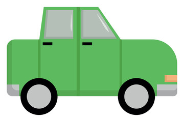 Sticker - Green car, illustration, vector on white background.