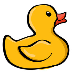 Sticker - Rubber duck, illustration, vector on white background.