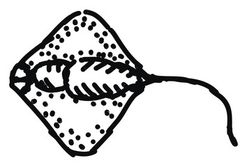 Sticker - Fish drawing, illustration, vector on white background.