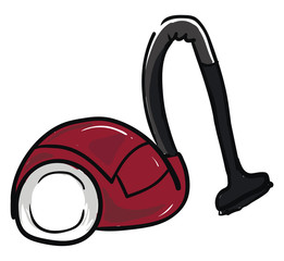 Canvas Print - Red vacuum cleaner, illustration, vector on white background.