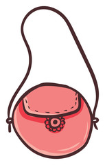 Sticker - Pink purse, illustration, vector on white background.