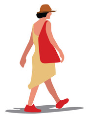 Wall Mural - Woman with red shoes, illustration, vector on white background.