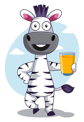 Sticker - Zebra with juice illustration vector on white background.