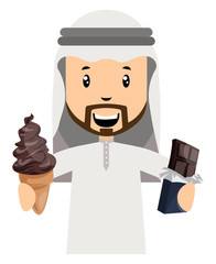 Poster - Arab men with chocolate illustration vector on white background.