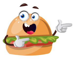 Poster - Happy burger illustration vector on white background.