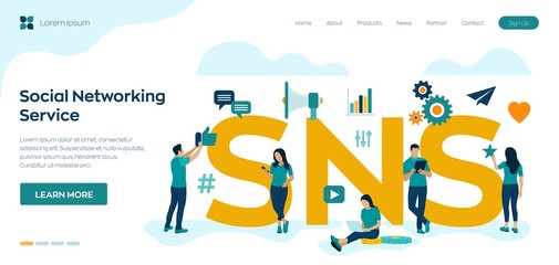 Wall Mural - sns. social networking service - is an online platform which people use to build social networks or 