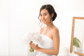 Wall Mural - Beautiful young Asian bride at home