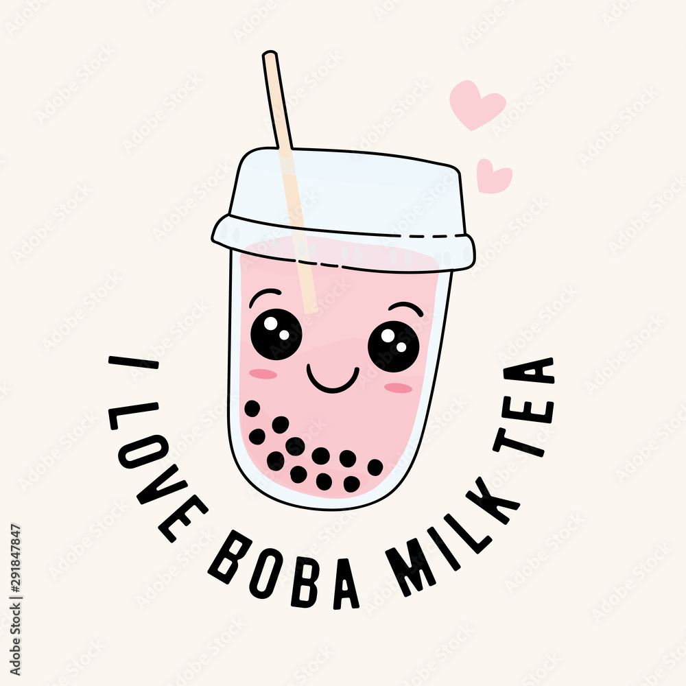 Boba Milk Tea Logo, Bubble tea, Taiwan Drinks, Fresh drink sign, Beverage  symbol with cute and kawaii doodle, Linear cocktail outline icon - Vector  Stock Vector | Adobe Stock, image size:1000x1000