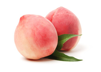 Sticker - ripe peach on white background 