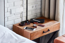 Manly Leather Products Over Bedside Table