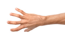 Male Hand Grabbing Something On White Background
