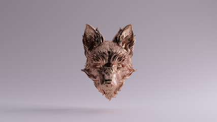 Wall Mural - Bronze Fox Bust Sculpture Front View 3d illustration 3d render