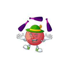 Sticker - Juggling velvet apple mascot on white background.