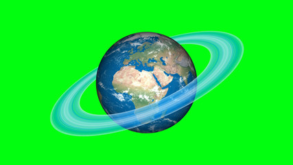 Wall Mural - if world has a saturn rings. surrealistic 3d rendering, fantasy animation. world with saturn's ice r