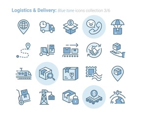 Wall Mural - Logistics & Delivery vector icon outline bluetone collection Vol.3/6