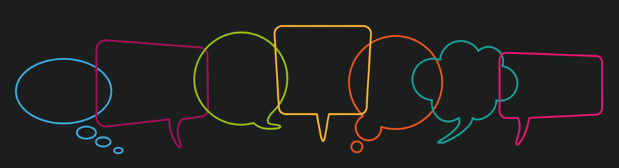Wall Mural - colored speech bubbles stroke black header