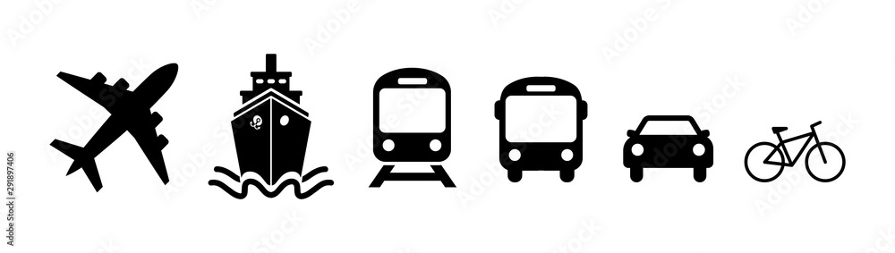 Transport icon set. Flat shipping delivery symbols - obrazy, fototapety, plakaty 