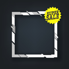 Leinwandbilder - Super sale banner vector template. Template for a text with the square frame