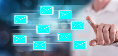 Man touching an email sending concept