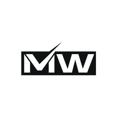Wall Mural - letter m and w logo. check mark symbol. icon. vector eps 10.