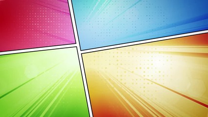 Wall Mural - comic book action background with speed fx/ 4k animation of a comics like page background with halft