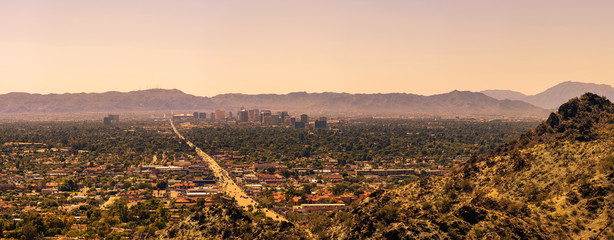 Fototapete - Panorama of Phoenix downtown