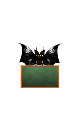 Wall Mural - Halloween Concept background with a bat hold a green board.