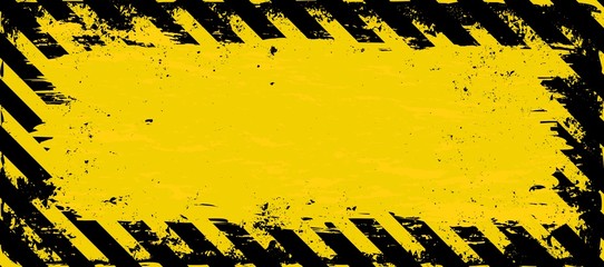 grunge banner with grunge warning symbol