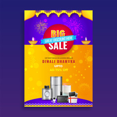 Wall Mural - Big Sale template or flyer design with home appliances and 40-75% discount offer for Diwali Dhamaka.