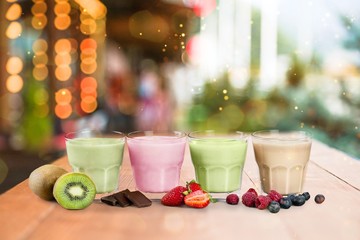 Sticker - Fruit Smoothies with Straws  Isolated on a White Background