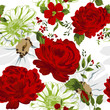 Beautiful red roses pattern on a white background. Vector illustration.