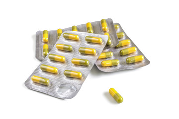 Wall Mural - Blister packs with yellow capsules