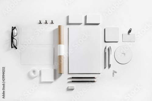 Fotografía Blank corporate stationery set on paper background