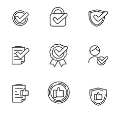 Wall Mural - set of approve and agreement icon line