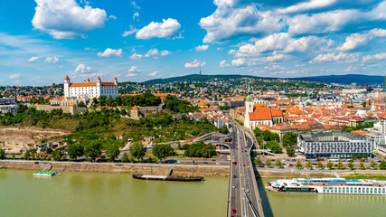 Panoramic view over Bratislava in Slovakia