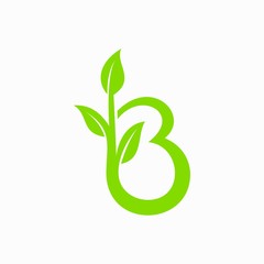 Canvas Print - letter B logo formed leafs