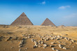 Hundreds of ancient stones near the pyramid complex at the Giza Plateau, near Cairo, Egypt