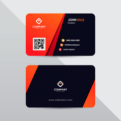 Wall Mural - Modern business card design template. Red and orange color element clean composition.