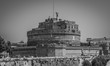 Black and White Image of Sant'Angelo Castle in Rome, Italy