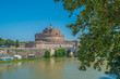 Sant'Angelo Castle framed by the tree in Rome, Italy